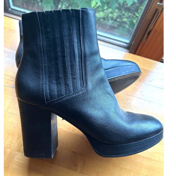 Eileen Fisher Harp Leather Platform Ankle Bootie Black Slip On Size 9 - Picture 11 of 11